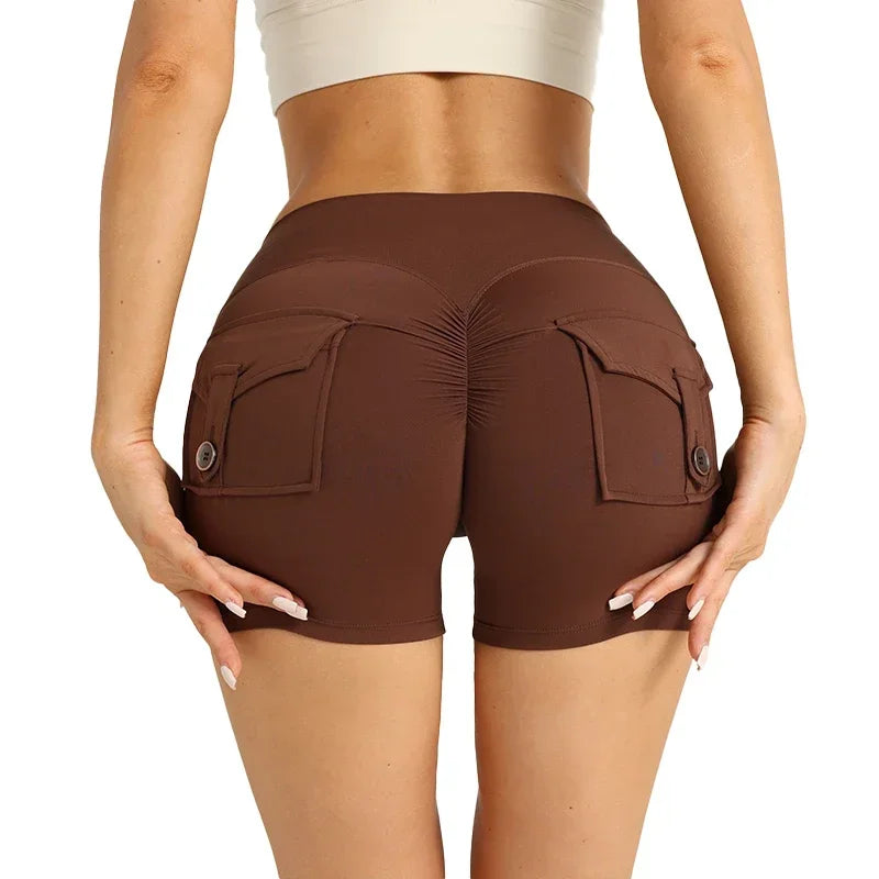 High Waist With Pocket Yoga Shorts Gym Training  Cycling Outdoor sports Shorts